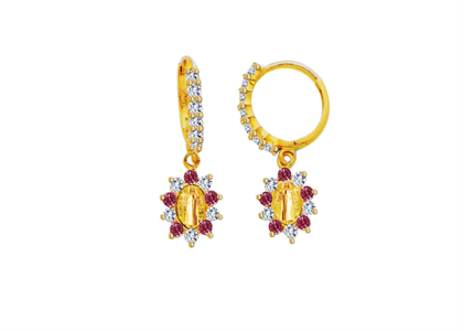 Gold Plated Red CZ Saint Jude Earring